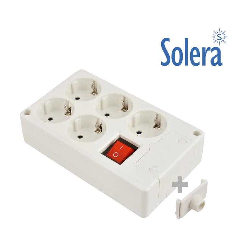 Solera Edp 41221 Base Bipolar 5 Tomas con T/T Lateral con Interruptor Luminoso