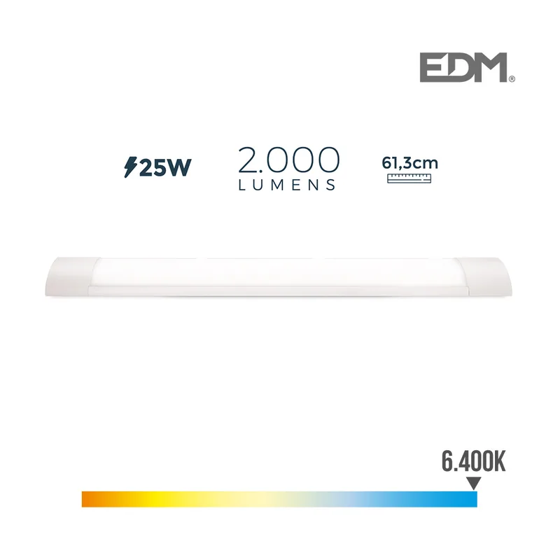 EDM Regleta electronica LED 25w 61cm 6.400k luz fria 2200 lumens