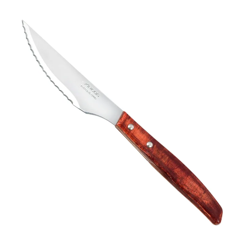 Arcos cuchillo chuletero de madera de chopo comprimida tinte rojo y hoja de Acero Inoxidable NITRUM® y 11 cm de longitud