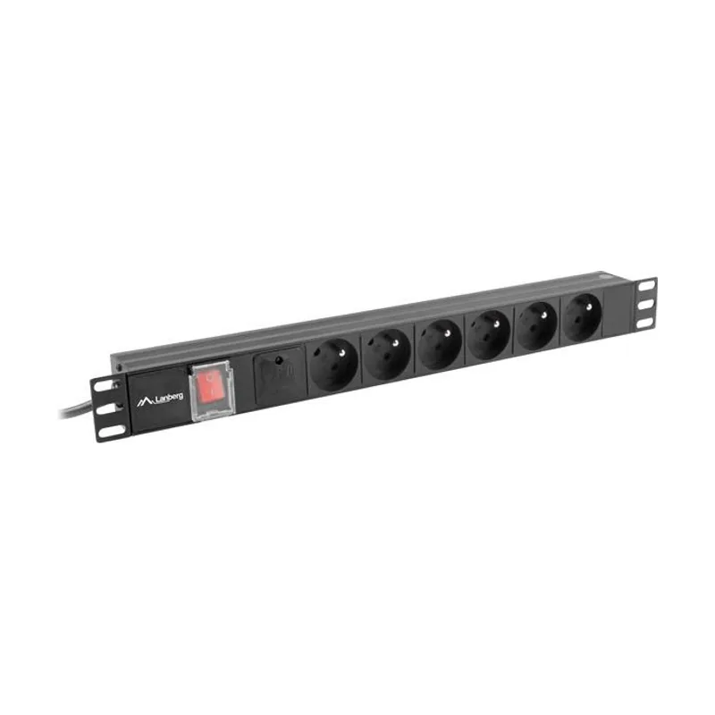 Lanberg PDU-06E-0200-BK de distribución de energía PDU 6 salidas AC 1U