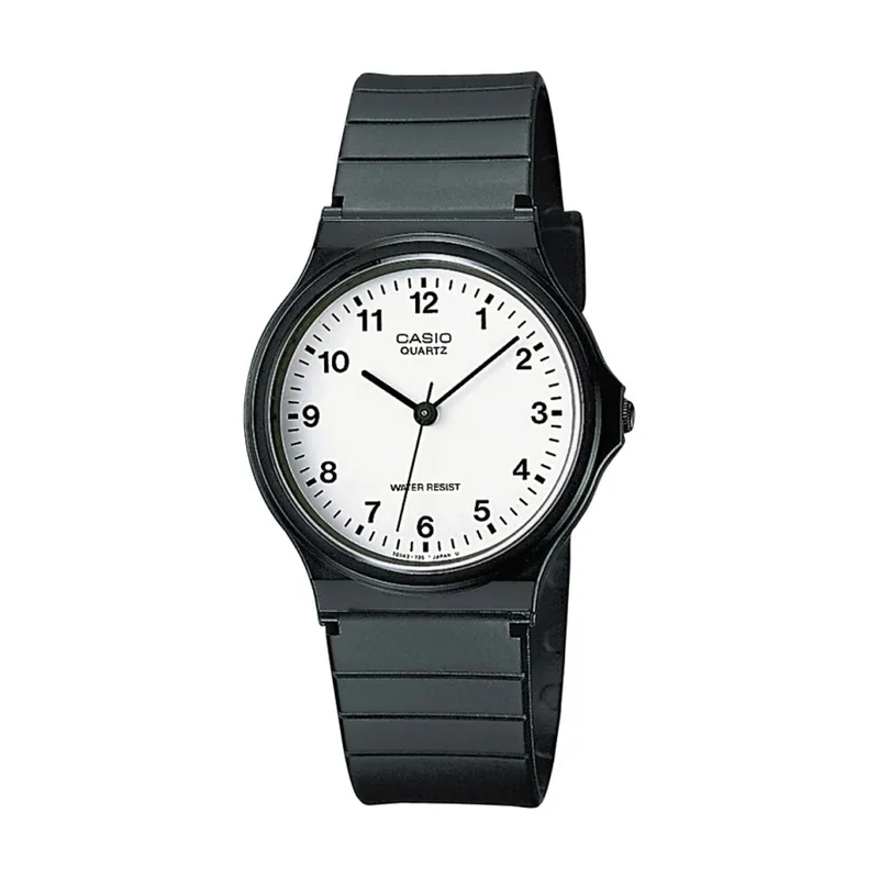 Casio MQ-24-7BLLEG Resina correa Negro Dial Blanco Analógico Hombre