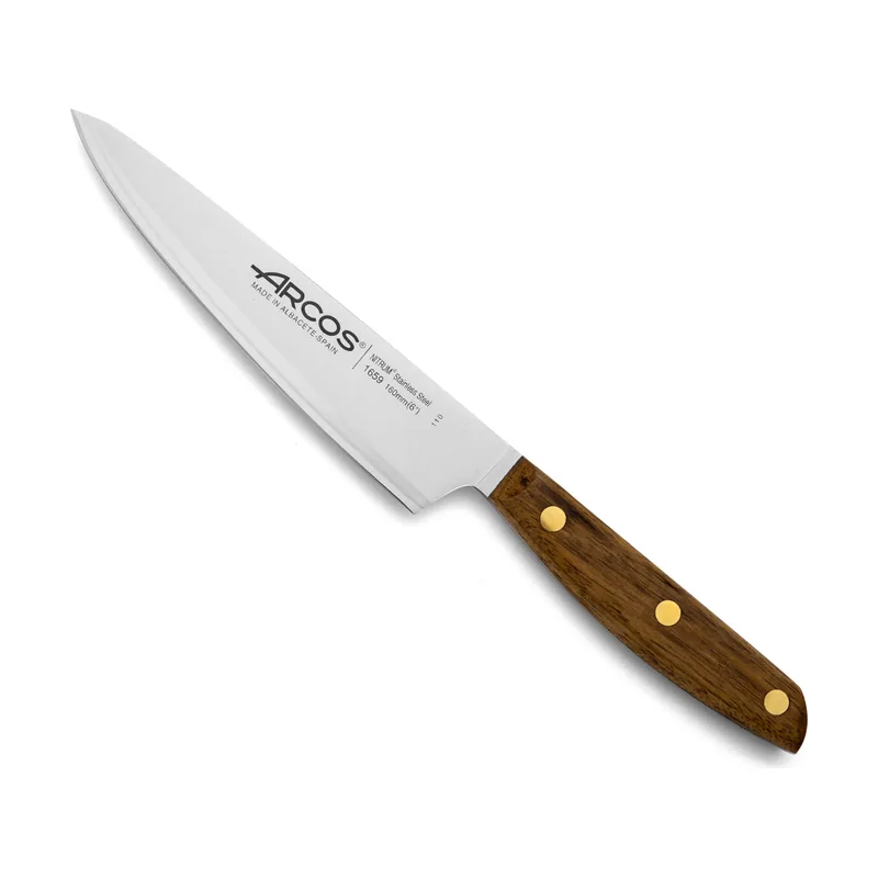 Arcos Cuchillo de cocinero serie Nórdika Hoja de Acero Inoxidable NITRUM® 16 cm de largo y mango Madera de Ovengkol