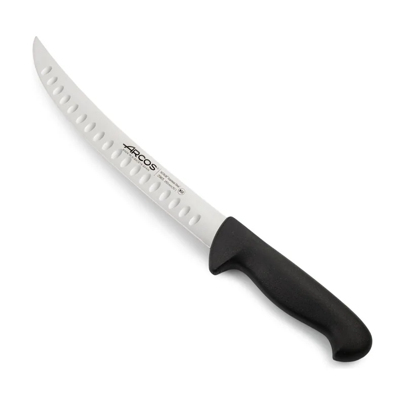Arcos Cuchillo Carnicero curvo negro de Serie 2900 hoja de Acero Inoxidable NITRUM® de 25 cm de longitud y mango de Polipropileno PP