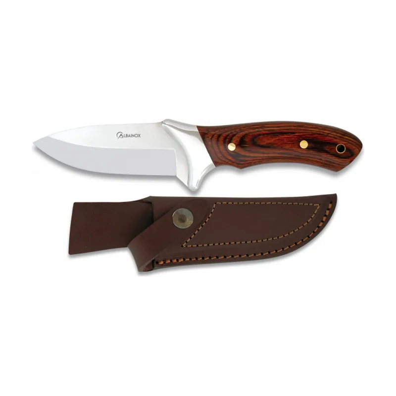 Martinez Albainox Cuchillo de Caza con Mango en Stamina y Hoja en Acero 440 de 11 cm. Incluye funda de piel 31553