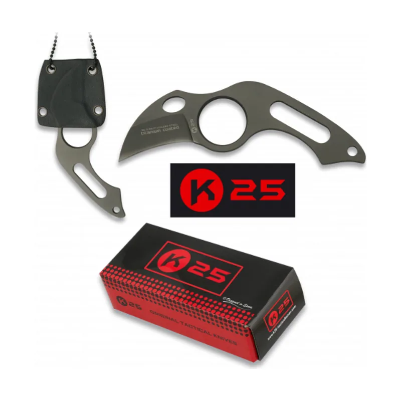 RUI - K25 Cuchillo Táctico Rui con Hoja de Acero Inox y Baño de Titanio de 3.9 cm. Incluye Accesorio Colgante Kydex 31849