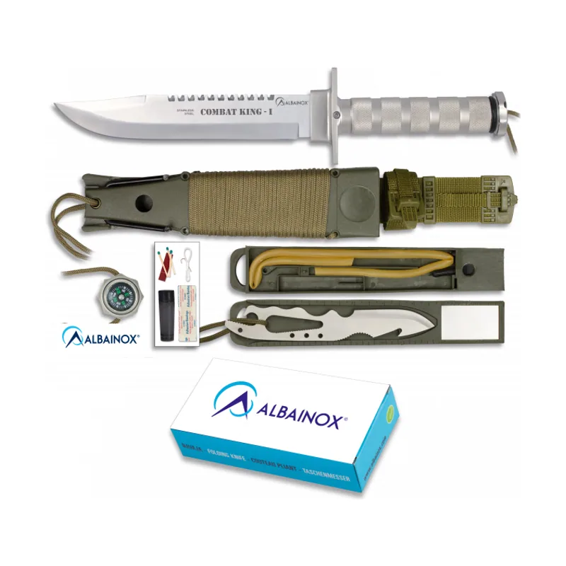 Martinez Albainox Cuchillo de Supervivencia Combat King I con Mango de Aluminio y Hoja de Acero Inox de 20.5 cm Incluye Funda nylon PVC 31771