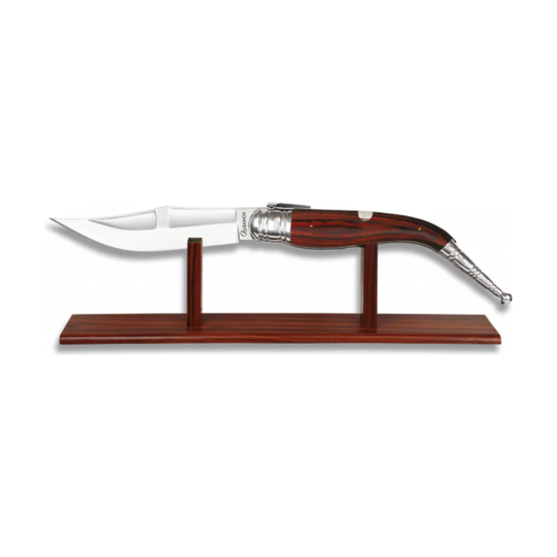Martinez Albainox Navaja Bandolera Gigante Mango Stamina Roja Hoja Acero Inox de 22 Cm Sistema Carraca Incluye Peana 04011