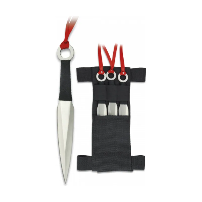 Martinez Albainox Set de 3 Lanzadores de un Solo Filo con Hoja de Acero Inox de 16 cm Incluye Funda de nylon 31801