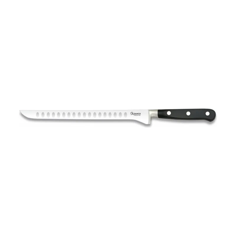 Martinez Albainox Cuchillo Jamonero Mango Negro Y Hoja Acero Alveolado De 25 Cm 17273