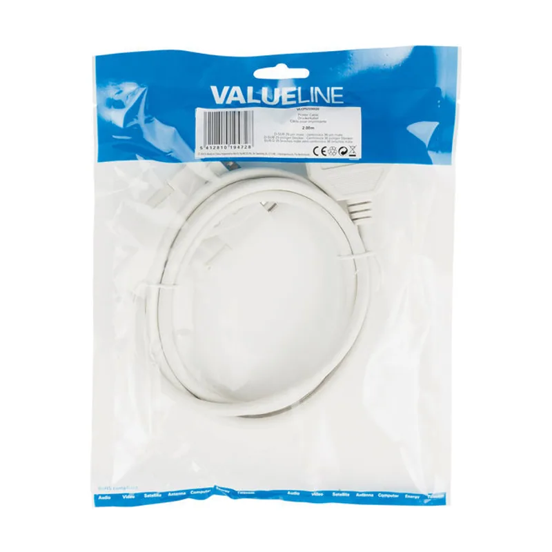 Valueline Cable de impresora D-SUB 25-pines macho
