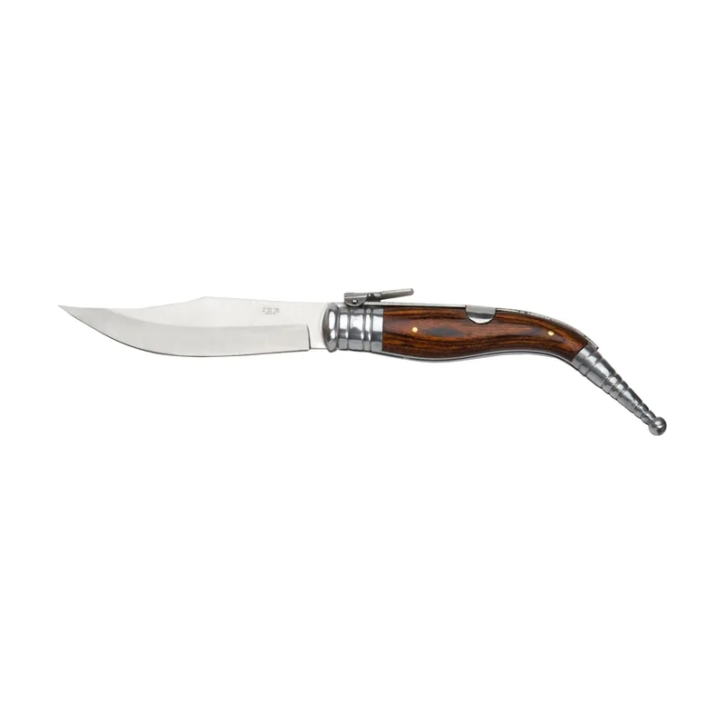 JKR Navaja de carraca con cachas de madera roja y hoja de 11,5 cm