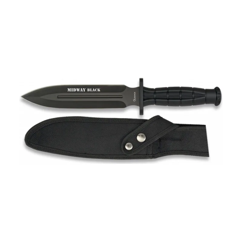 Martinez Albainox Cuchillo Táctico Alb Midway Black con mango ABS y hoja de acero inoxidable de 18 cm. Incluye funda de nylon