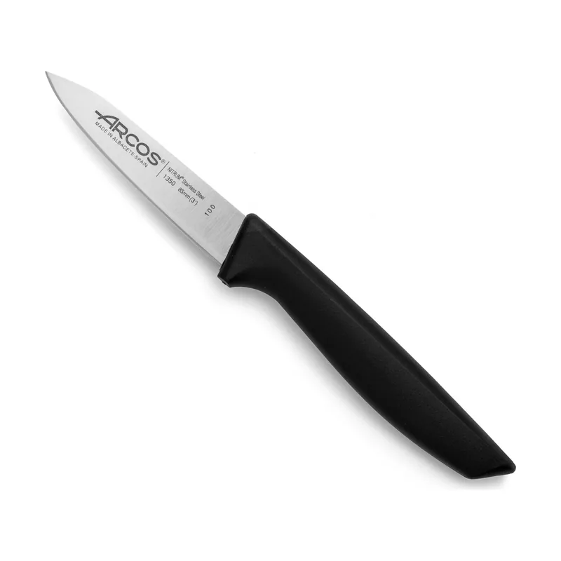 Arcos Cuchillo Mondador Niza 135000 de acero inoxidable Nitrum y mango de polipropileno con hoja de 8.5 cm en blíster