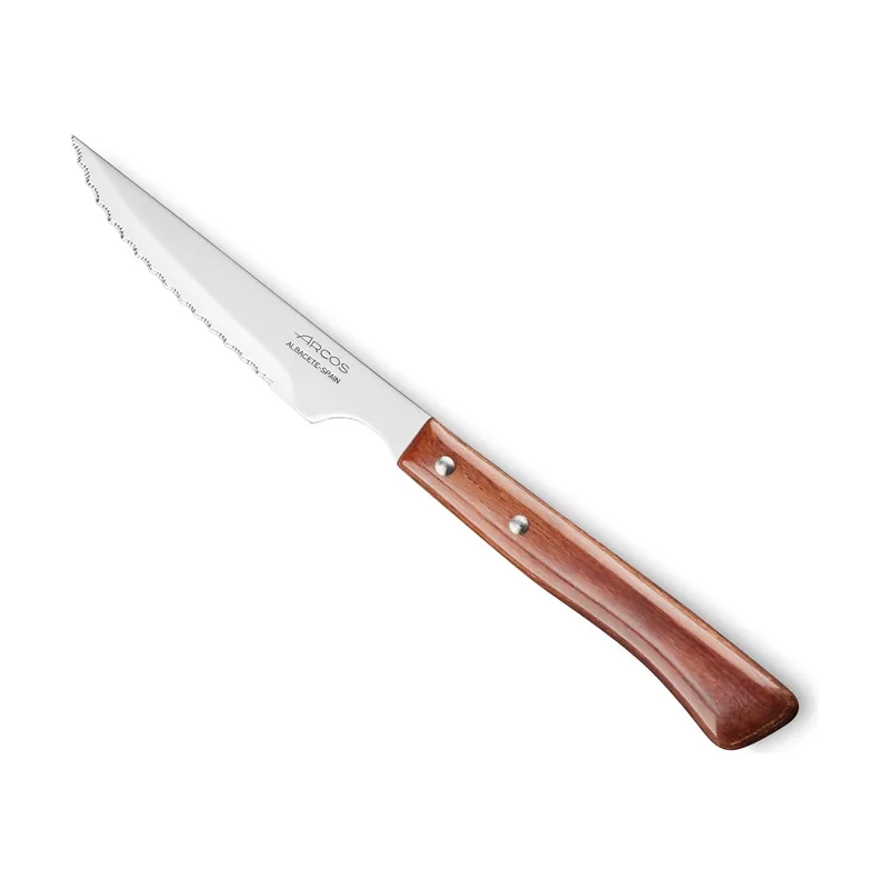 Arcos Cuchillo Chuletero de Mesa 371500 monoblock de una pieza de acero inoxidable de y hoja de 11 cm en caja