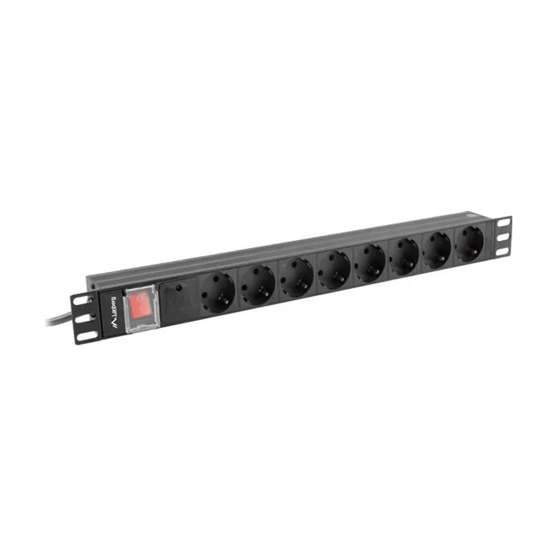 Lanberg PDU-08F-0200-BK de distribución de energía PDU 8 salidas AC 1U