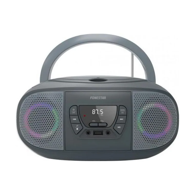 Fonestar Radio CD BOOM-GO-G Gris 4W RMS Bluetooth FM USB/MP3 AUX IN Salida
