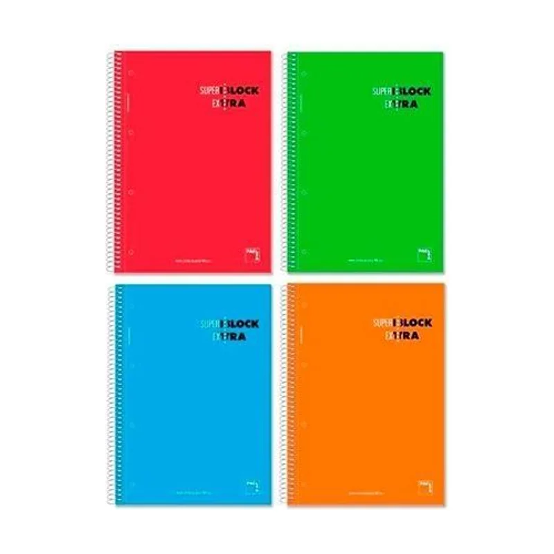 Pacsafe Pacsa Cuaderno superblock Extra 120 Hojas 5x5 + greca Tapa Dura a4 microperforado 90gr Colores Surtido