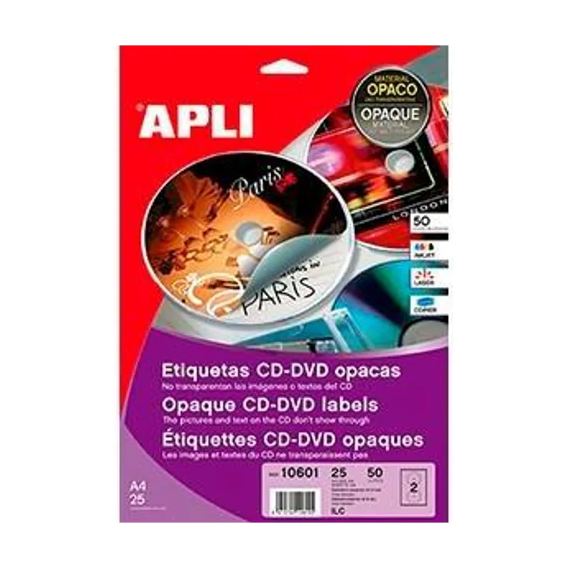 Apli 10601 etiqueta autoadhesiva Blanco 50 pieza s