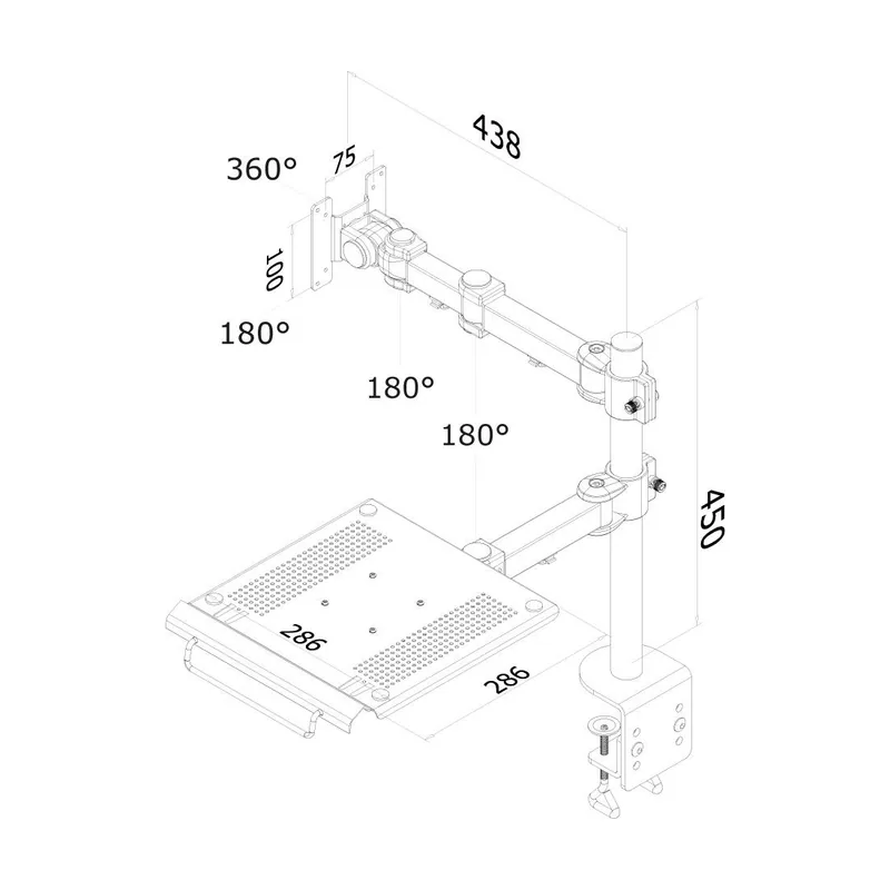 Neomounts Soporte de escritorio para monitor y notebook