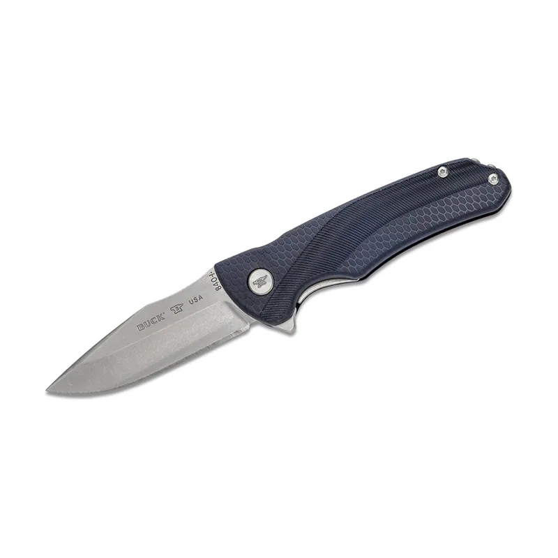 Buck Knives STE 0840BLS Cuchillo de Caza 840 plegable Sprint Select azul con hoja de acero inoxidable 420HC 58-60 HRC de 7,9 cm y mango Nylon azul relleno de vidrio. Clip de bolsillo