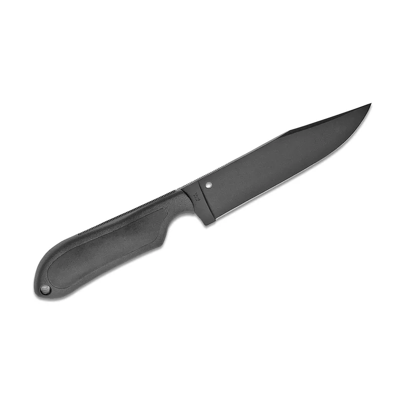 Spyderco STE-FB04PBB Cuchillo de Caza Street Bowie hoja lisa negra de acero VG-10 de 12,7 cm de largo y mango FRN//Kraton de negro. Incluye funda Kydex con clip de sujeción G-Clip multiposición