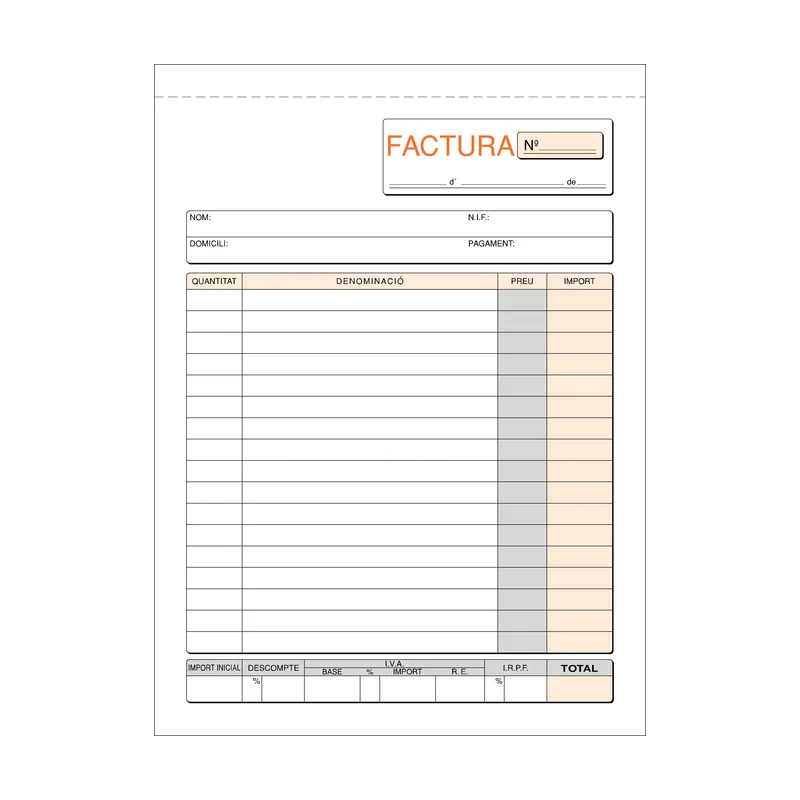 Loan Preimpresos marca Plus Office modelo TALONARIO FACTURA 4º NAT.DUP.CAT.