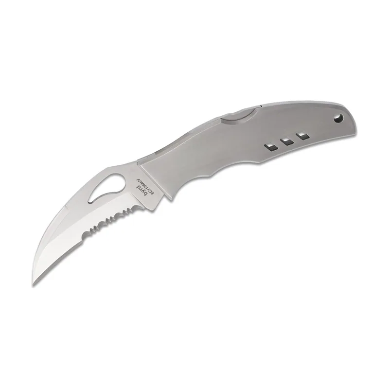 Spyderco STE-BY07PS Cuchillo plegable Byrd Crossbill con hoja combinada en forma de cometa en Acero inoxidable 8Cr13MoV de acabado satinado de 8.9 cm de largo