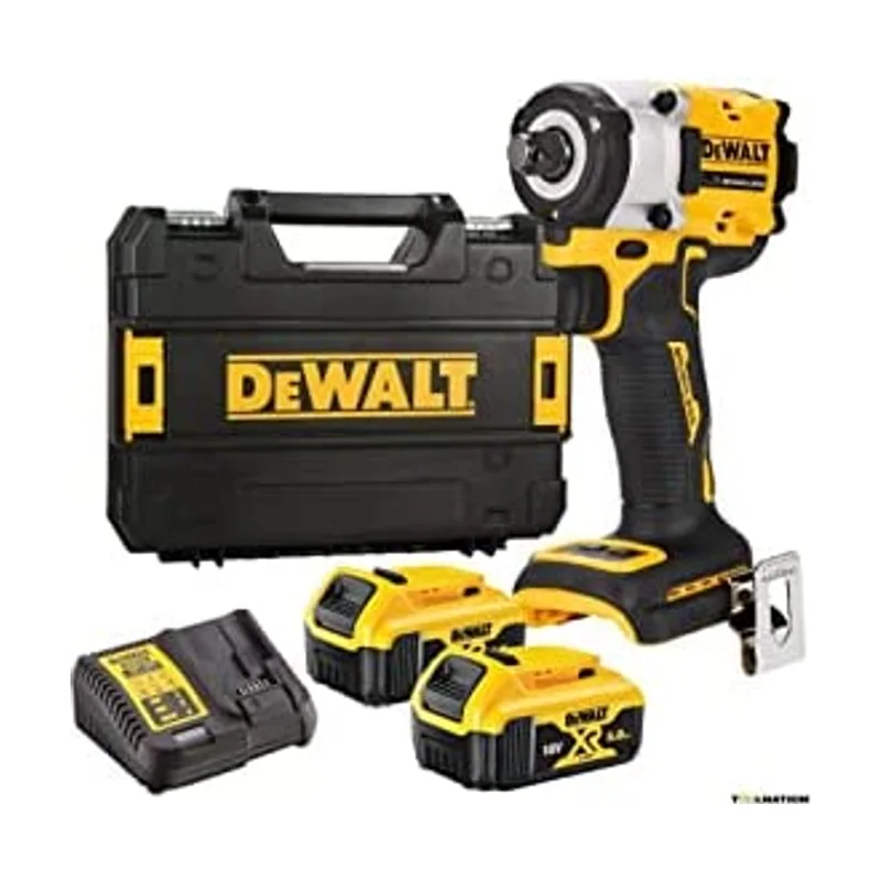 DeWalt Llave Impacto sin escobillas XR 18V 1/2" 406Nm con anillo de retención con 2 baterías Li-Ion 5Ah y maletín TSTAK