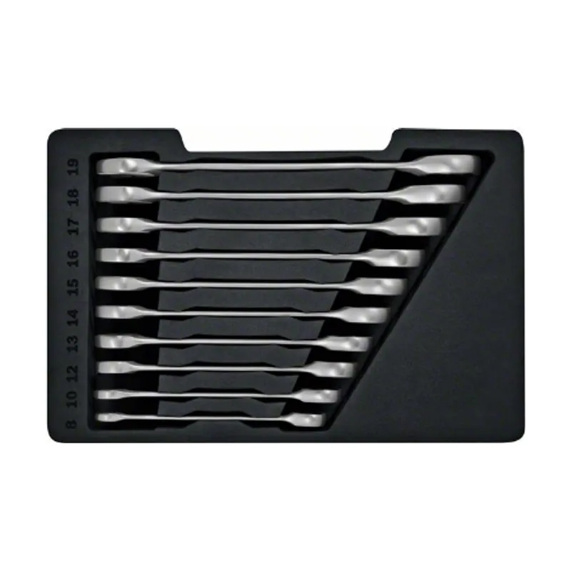 Bosch Professional Juego de 10 llaves combinadas con función de carraca 8