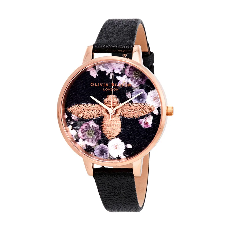 Olivia burton Reloj Analógico de Cuarzo para Mujer con Correa en Piel