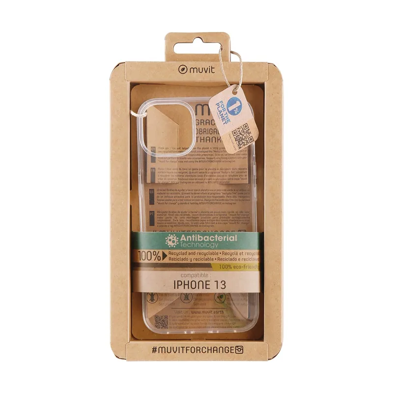 Muvit for change funda recycletek compatible con apple iphone 13 antibacterias