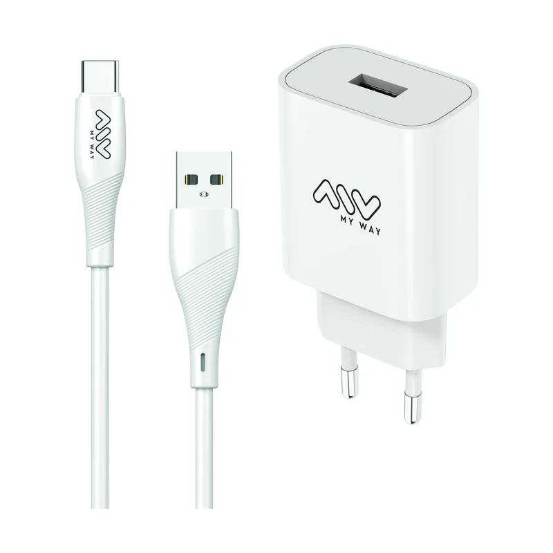 Myway Pared + Cable USB Tipo C 2A 15,6X8X3CM ABS BL MYW