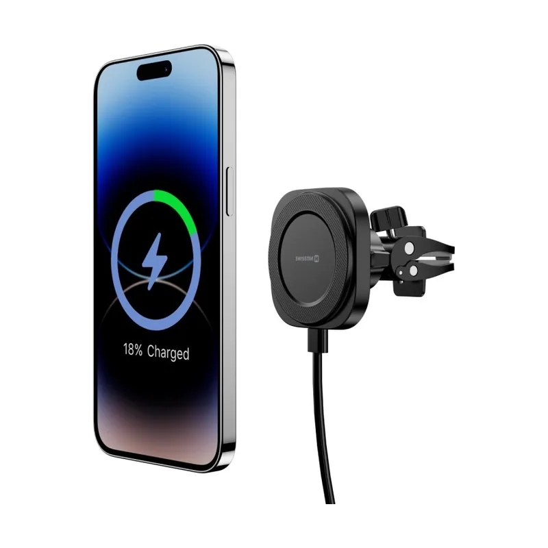 Swissten Magstick Soporte magnético para Coche con Carga inalámbrica Compatible con MagSafe