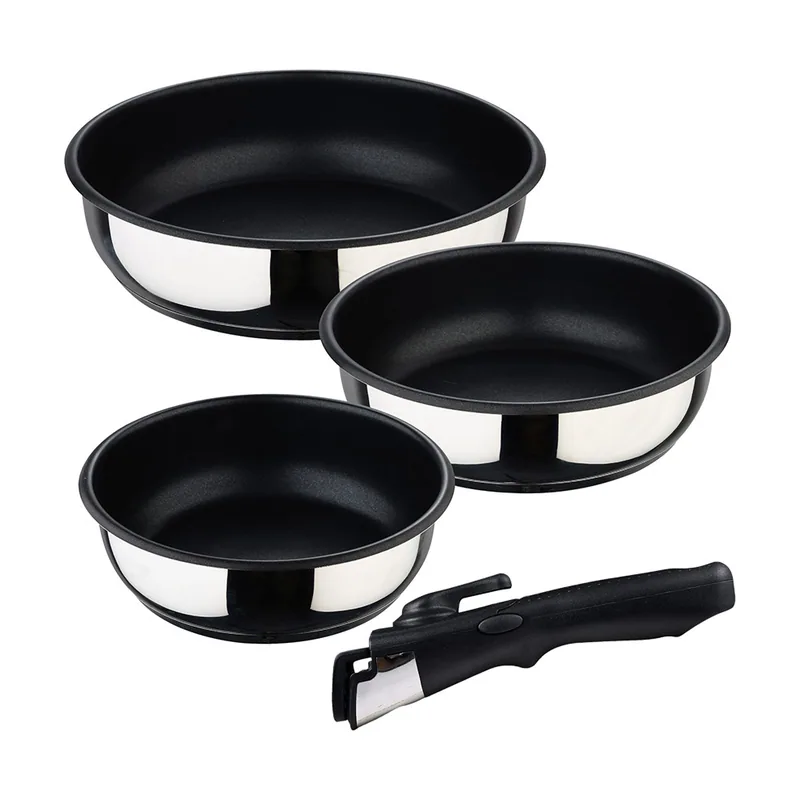 Bergner Juego de Sartenes de 4 Piezas Acero Inoxidable y Antiadherente Incluye 3 Sartenes de 18