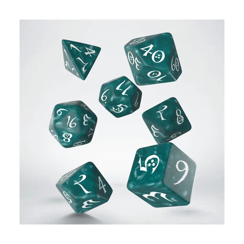 Q workshop Classic Stormy & White RPG Ornamented Dice Set 7 Piezas polihedral