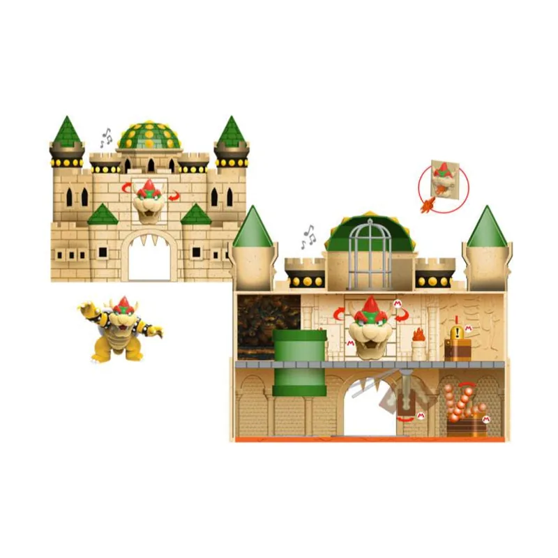 Jakks Pacific Super Mario Castillo Nintendo de Bowser con Detalles Lujosos y con la Exclusiva Figura de Acción Articulada "Bowser" de 6 cm