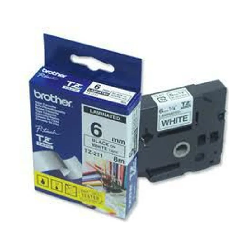 Brother Black on White Gloss Laminated Tape