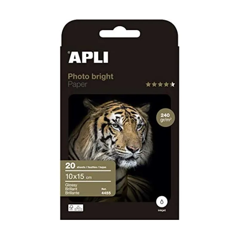 Apli 20 hojas de papel fotográfico de 10 x 15
