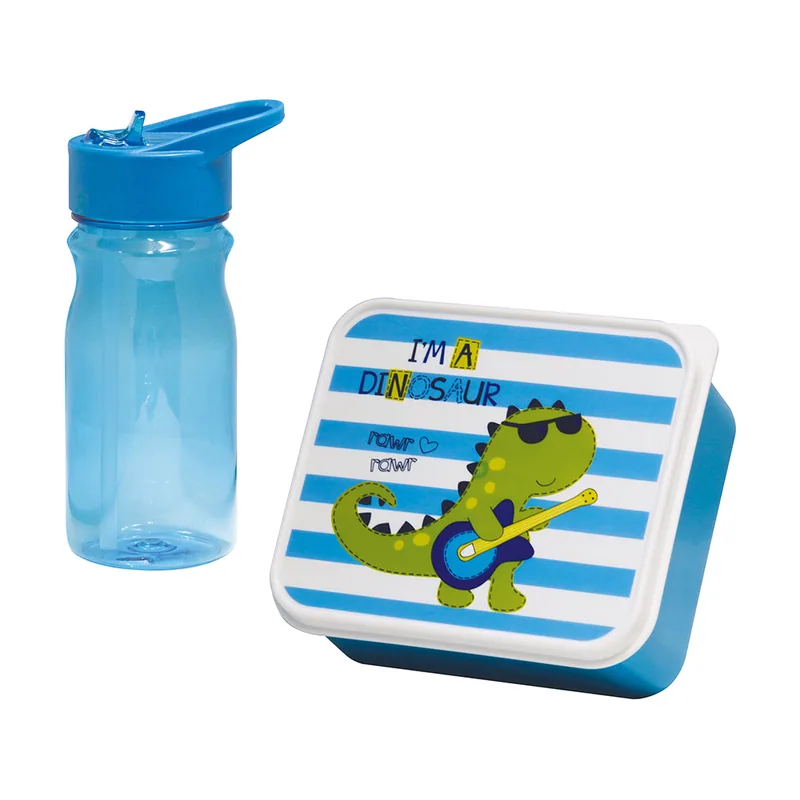 Mondex Set de Fiambrera y Bidón Azul Dinosaurio