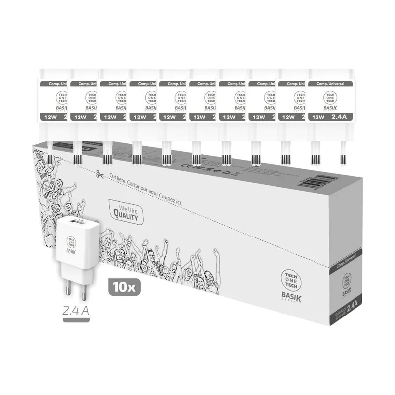 Tech ONE Tech TechOneTech Cargador de Pared Basik USB-A 10 Unidades