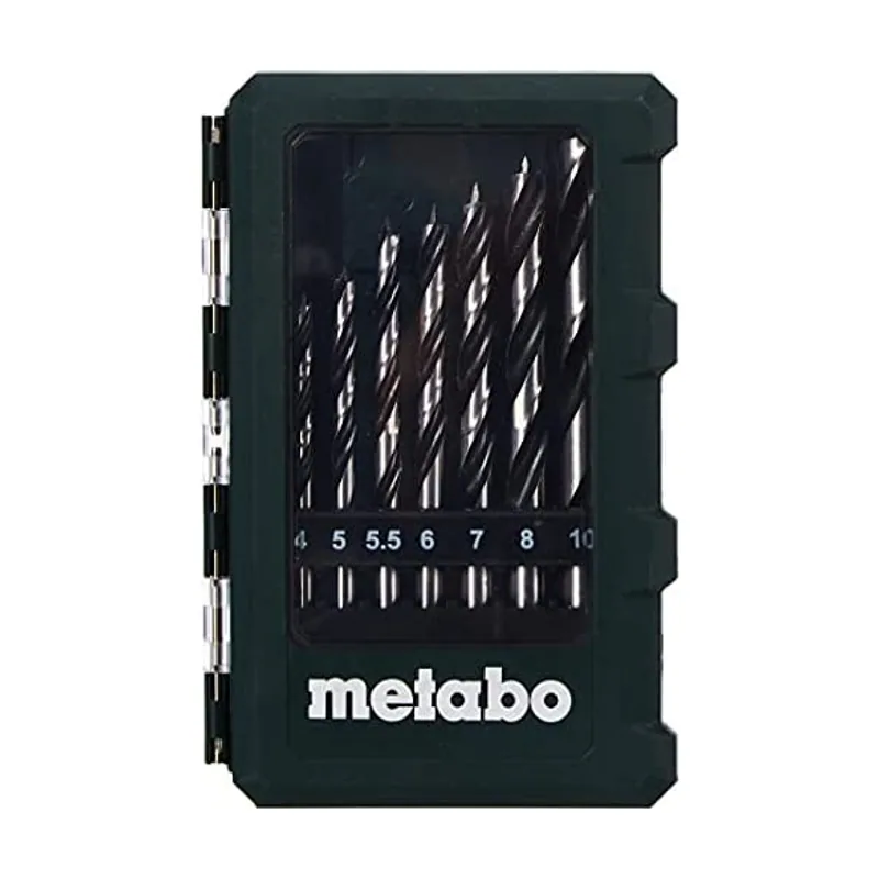 Metabo 626705000 626705000-Estuche Madera 8 Piezas 1 Broca de Cada uno de los siguientes diámetros 3 4 5 5,5 6 7 8 y 10 mm