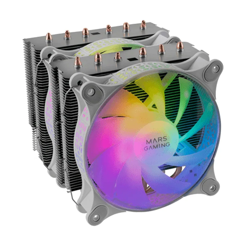 Mars Gaming MCPU-XT Blanco Disipador CPU Doble Torre Refrigeración 6 Heatpipes HCT TDP