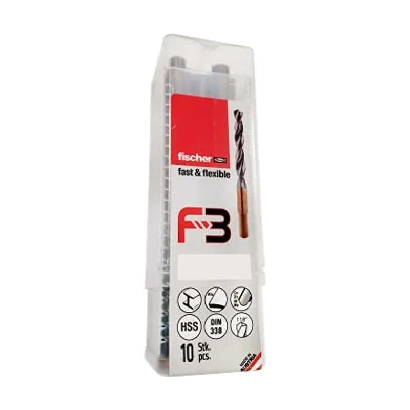 Fischer Juego de brocas para metal F3 Flexible y de Larga duración HSS-R DIN338 9,5x81/125 10 Unidades
