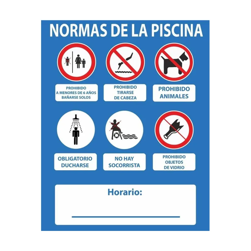 Normaluz Cartel Normas De Piscina Sin Socorrista PVC Glasspack 0,4mm 50x40 cm