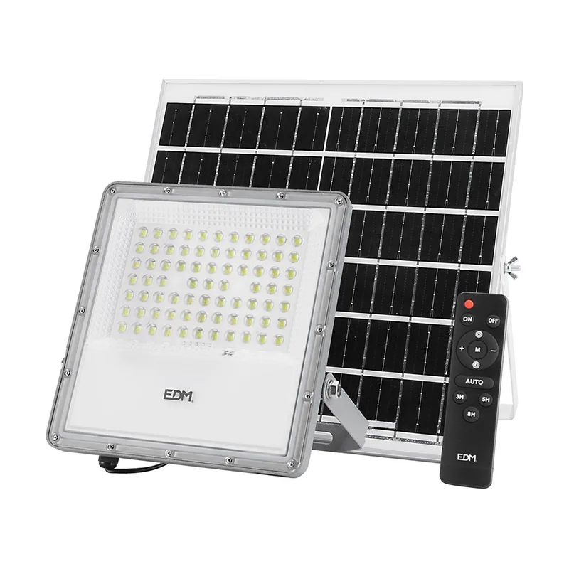 EDM Foco Proyector Mando a Distancia Panel Solar fotovoltaico 200 W 1500 LM 6500 K