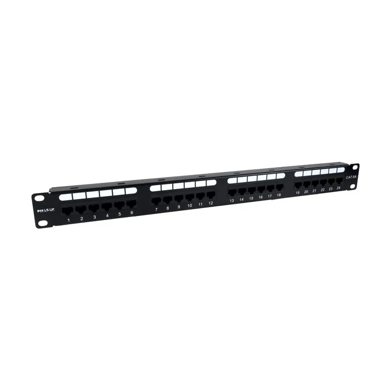 Phasak Panel de transferencia UTP 19" Cat. 6A 24 Puertos 1U