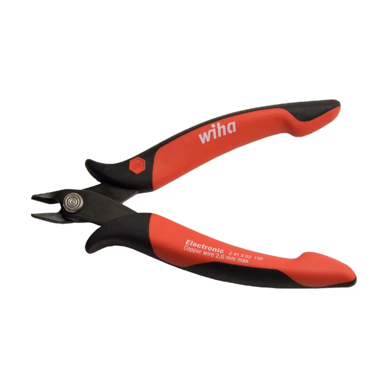 Wiha Alicates de corte diagonal Electronic con cabeza puntiaguda ancha sin chaflán 130 mm