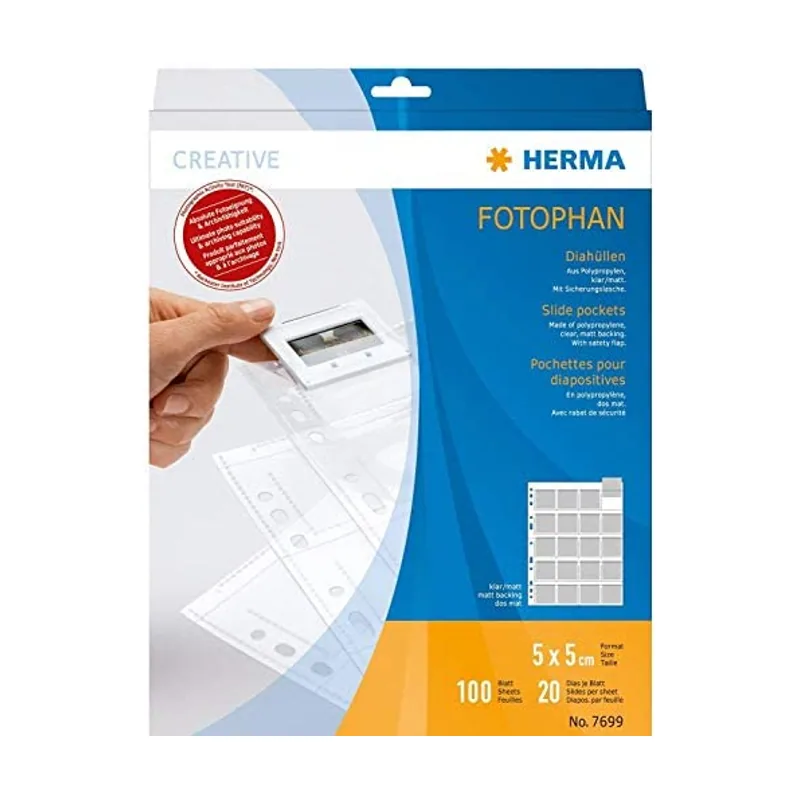 Herma Fundas para diapositivas de 5 x 5 cm 245 x 300 mm