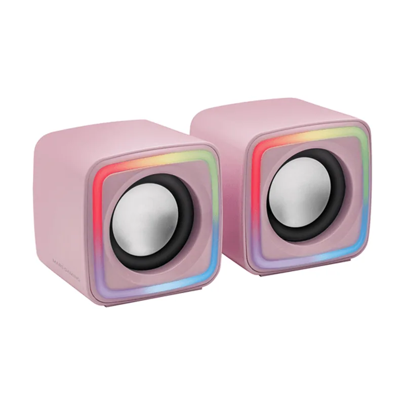 Mars Gaming MSCUBEP Rosa Altavoces Gaming RGB Compactos Procesador Sonido DSP 8W
