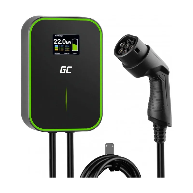 Green cell GC PowerBox Wallbox 22kW Tipo 2 Cargador para Vehículos Eléctricos EV PHEV Cable